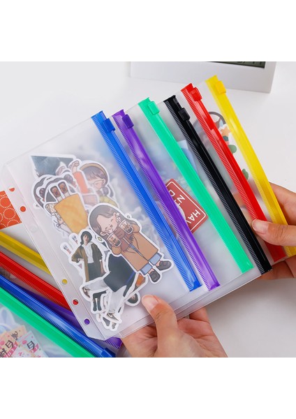 Siyah A5 A6/a5 Bağlayıcı Cep Dosya Düzenleyici Depolama Klasörü Kendinden Tarzlı Fermuar Dosyalama Bağlayıcı ile Şeffaf Pvc Gevşek Yaprak Kese (Yurt Dışından) modelleri