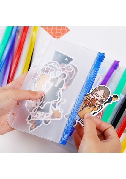 Siyah A5 A6/a5 Bağlayıcı Cep Dosya Düzenleyici Depolama Klasörü Kendinden Tarzlı Fermuar Dosyalama Bağlayıcı ile Şeffaf Pvc Gevşek Yaprak Kese (Yurt Dışından) indirimleri