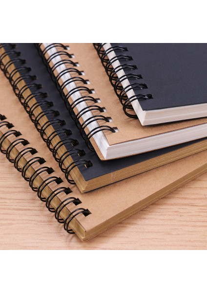 Stil 3 Yaratıcı Basit Kraft Kağıt Malzeme Çift Bobin Halkası Spiral Defter Eskiz Defteri Günlüğü Çizim Boyama Kağıdı Not Defteri (Yurt Dışından)
