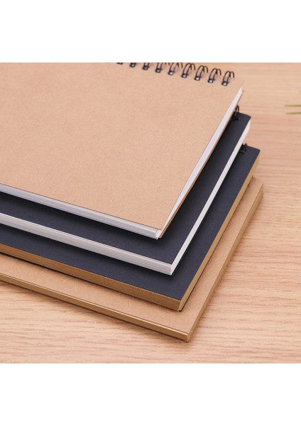 Stil 3 Yaratıcı Basit Kraft Kağıt Malzeme Çift Bobin Halkası Spiral Defter Eskiz Defteri Günlüğü Çizim Boyama Kağıdı Not Defteri (Yurt Dışından)