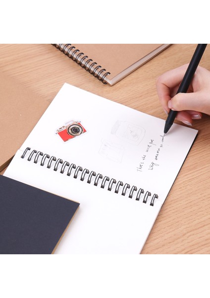 Stil 3 Yaratıcı Basit Kraft Kağıt Malzeme Çift Bobin Halkası Spiral Defter Eskiz Defteri Günlüğü Çizim Boyama Kağıdı Not Defteri (Yurt Dışından)
