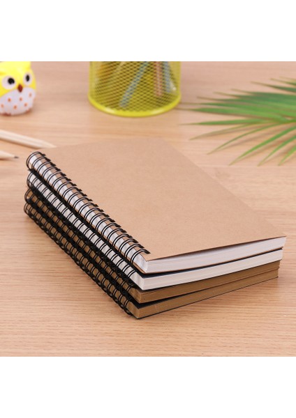 Stil 3 Yaratıcı Basit Kraft Kağıt Malzeme Çift Bobin Halkası Spiral Defter Eskiz Defteri Günlüğü Çizim Boyama Kağıdı Not Defteri (Yurt Dışından)
