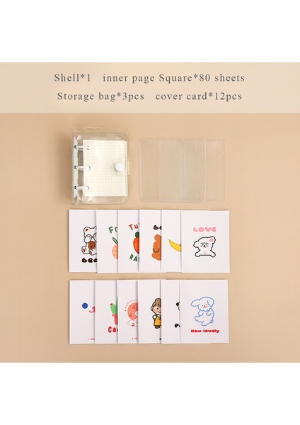 Beyaz Mini Sevimli Şeffaf Mini Gevşek Yapraklı Defter Yaratıcı Taşınabilir Cep El Kitabı 3 Halka Bağlayıcı Kawaii Okul Malzemeleri Kırtasiye (Yurt Dışından)