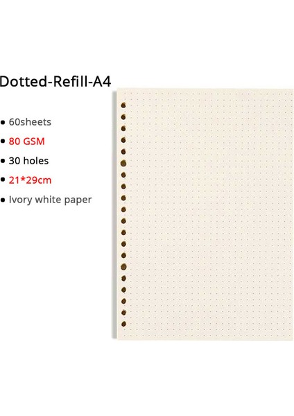 Noktalı Dolum A4 A5/b5/a4 Gevşek Yaprak Defter Halka Bağlayıcı Süt Kağıdı 60 Yaprak Klasör Için Dolum Okul Malzemeleri Planlayıcısı Aksesuarları Kırtasiye (Yurt Dışından)