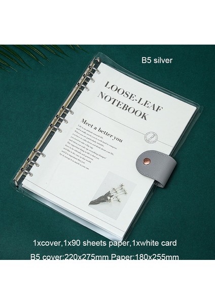 B5 Gümüş Set Skysonıc A6,a5,b5 Tam Set Ciltli Defter 90 Yaprak Çizgi Kağıt Pvc Pu Karalama Defteri Süt Gevşek Yaprak Çalışma Kalın Kitap Kırtasiye (Yurt Dışından)