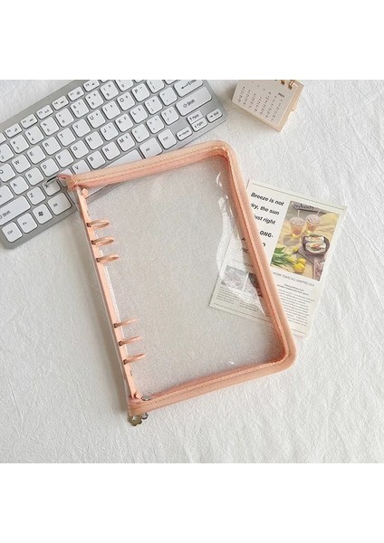 Pembe A5 10 Adet A5 Lazer Şeffaf Dosya Tutucu Dizüstü 6 Delik Gevşek Yaprak Dıy Belge Çantası Bağlayıcı Halkaları Pvc Depolama Bağlama Klasörü (Yurt Dışından)