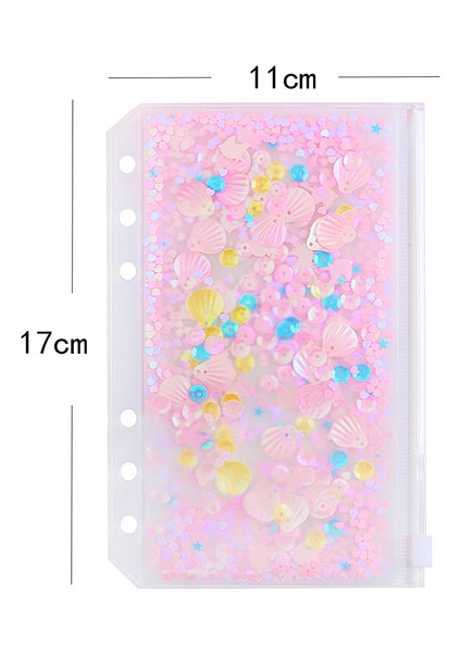A6 Pembe A5 A6 Glitter Pul Bağlayıcı Iç Cep Sevimli 6 Delik Gevşek Yaprak Fermuarlı Çanta Kawaii Dizüstü Dergisi Planlayıcısı Iç Depolama Kılıfı (Yurt Dışından)