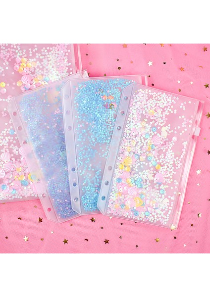 A6 Pembe A5 A6 Glitter Pul Bağlayıcı Iç Cep Sevimli 6 Delik Gevşek Yaprak Fermuarlı Çanta Kawaii Dizüstü Dergisi Planlayıcısı Iç Depolama Kılıfı (Yurt Dışından) modelleri