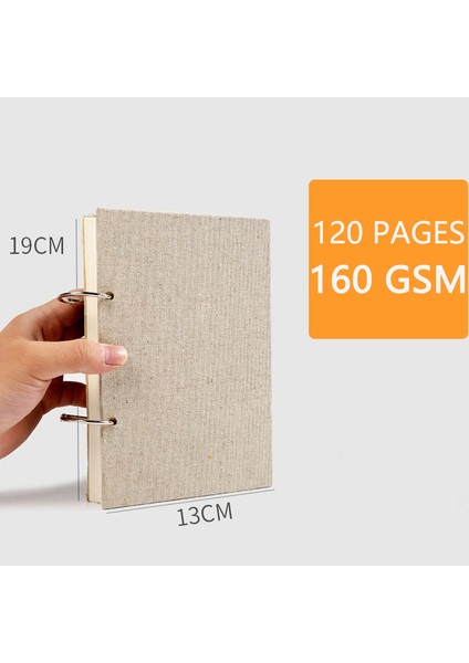 Orta (32K) Sketchbook Retro Spiral Keten Ciltli Defter 120 Sayfa 160GSM Sanat Çizim Kırtasiye Okul Malzemeleri Için Doldurulabilir (Yurt Dışından)