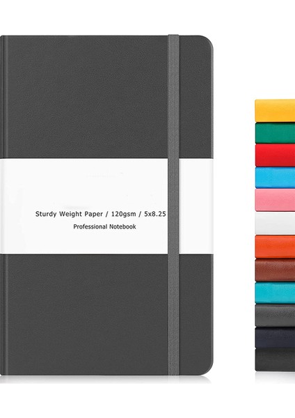 Boş Gri A5 Defter Dergisi Sert Kapak, Çizgili/boş/noktalı Ince Iç Cepli Premium Kalın Kağıt, Günlük Yazımı Için Suni Deri (Yurt Dışından)