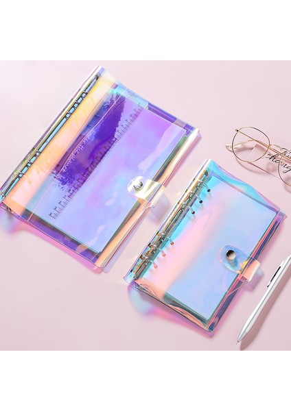 Lazer A5 A5 A6 Yaratıcı Sevimli Şeffaf 6 Halka Renkli Gevşek Yapraklı El Kitabı Öğrenci Dizüstü Halka Bağlayıcı Kawaii Okul Malzemeleri (Yurt Dışından) fiyatları