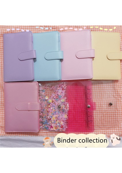 Lazer A5 A5 A6 Yaratıcı Sevimli Şeffaf 6 Halka Renkli Gevşek Yapraklı El Kitabı Öğrenci Dizüstü Halka Bağlayıcı Kawaii Okul Malzemeleri (Yurt Dışından) indirimleri