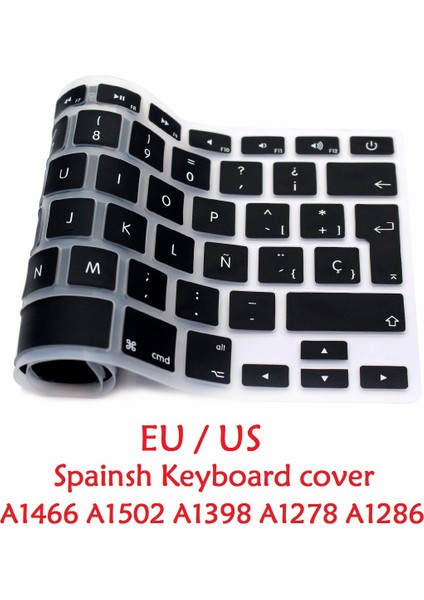 Ab-Beyaz Ispanyolca Macbook Pro Retina 13 15 Hava 13 Ab Abd Ispanyolca Klavye Kapağı Yumuşak Silikon A1466 A1278 A1286 Klavye Koruyucu Cilt (Yurt Dışından)
