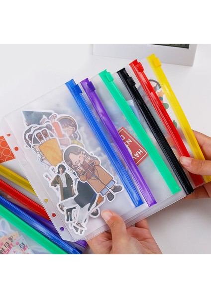 Zip Çanta 6 Adet A6 A5 A6 A7 Macaron Renk 6 Telli Pu Klipsli Defter Deri Gevşek Yaprak Defter Kapağı Defterler Dergisi Kawaii Kırtasiye (Yurt Dışından)