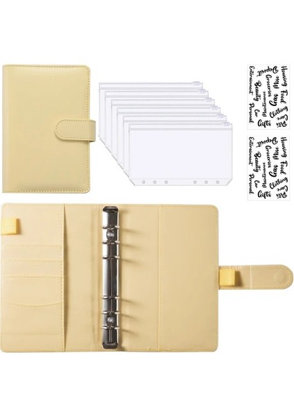 Altın ve Etiket Yeni A6 Pu Deri Planlayıcısı Bütçe Bağlayıcı Defter Nakit Zarflar Sistemi Para Tasarrufu Fatura Organizatör Için Bağlayıcı Cepler ile Set (Yurt Dışından)