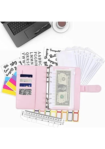 Altın ve Etiket Yeni A6 Pu Deri Planlayıcısı Bütçe Bağlayıcı Defter Nakit Zarflar Sistemi Para Tasarrufu Fatura Organizatör Için Bağlayıcı Cepler ile Set (Yurt Dışından)
