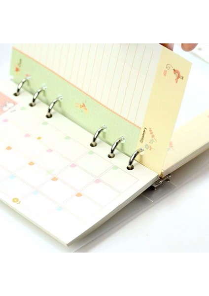 Izgara A5 45 Sayfa Kawaii A5 A6 Gevşek Yaprak Defter Kağıdı Dolum Spiral Ciltleyici Dizin Iç Sayfalar Aylık Haftalık Günlük Planlayıcı Gündem (Yurt Dışından) indirimleri