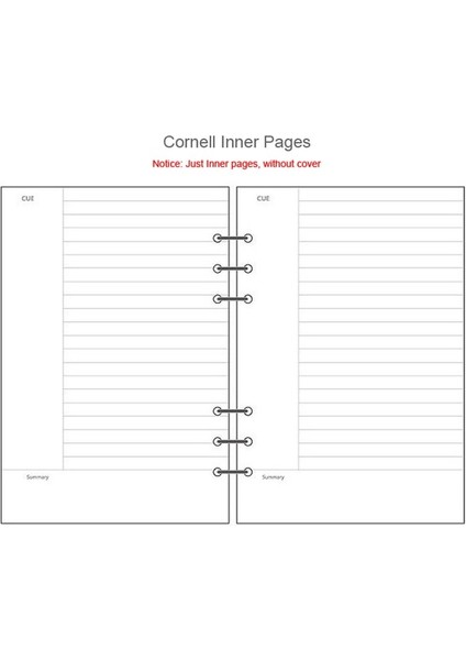Cornell A6 40 Yaprak Kawaii A5 A6 Gevşek Yaprak Defter Dolum Spiral Bağlayıcı Dizin Kağıdı Iç Sayfalar Günlük Planlayıcı Çizgi Izgara Boş Gündem (Yurt Dışından)