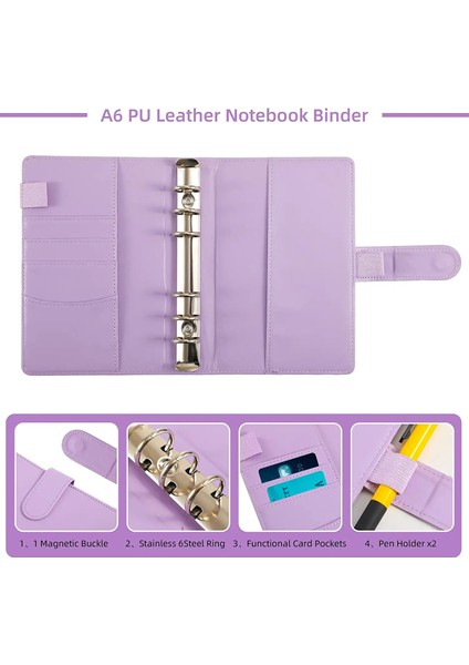 Altın A6 Bütçe Bağlayıcı Planlayıcısı 6 Adet Nakit Zarflar ile Renkli Pu Deri Defter Kapakları Klasör Bağlayıcı A6 Bağlayıcı Cepler (Yurt Dışından) fırsatları