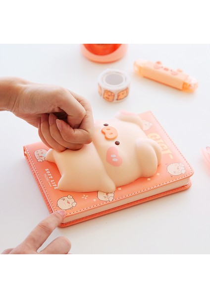 Pembe Domuz A6 3D Kawaii Domuz Azaltılmış Basınç Dergisi Günlüğü Pu Deri Defter Sıkma Bebek Dekompresyon Havalandırma Programı Planlayıcısı (Yurt Dışından)