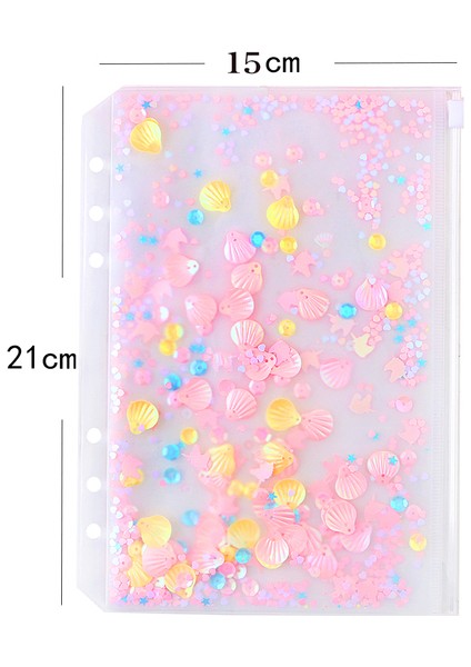 A5 Pembe A5 A6 Glitter Pul Bağlayıcı Iç Cep Sevimli 6 Delik Gevşek Yaprak Fermuarlı Çanta Kawaii Dizüstü Dergisi Planlayıcısı Iç Depolama Kılıfı (Yurt Dışından)