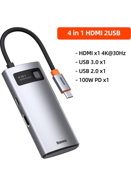 4 In 1 HDMI 2usb Baseus USB Tip C Hub USB C - HDMI Uyumlu RJ45 Sd Okuyucu Pd 100 W Şarj Cihazı USB 3.0 Hub MacBook Pro Dock Istasyonu Splitter (Yurt Dışından)