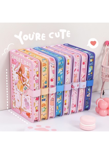 G 01 Kawaii Dizüstü Kız Etiket Günlüğü Manyetik Düğme Kilidi Dergisi Öğrenci Kitabı Okul Malzemeleri (Yurt Dışından)