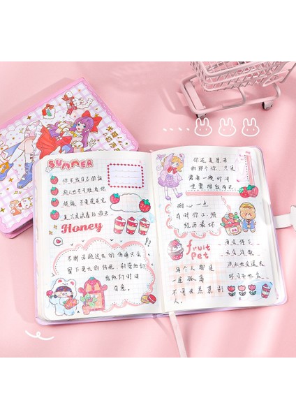 G 01 Kawaii Dizüstü Kız Etiket Günlüğü Manyetik Düğme Kilidi Dergisi Öğrenci Kitabı Okul Malzemeleri (Yurt Dışından)