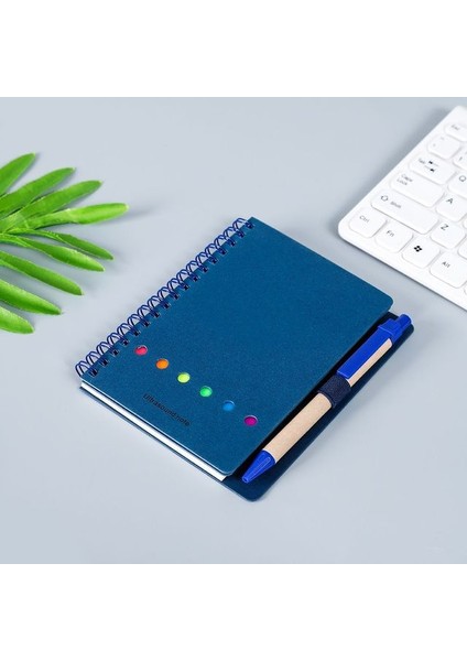 Mavi Sayfa Marker Kraft Kağıt Kapak Yapışkan Notlar Astarlı Spiral Defter Not Defteri Kalemli Iş Not Defteri Renkli Dizin Sekmeleri (Yurt Dışından)