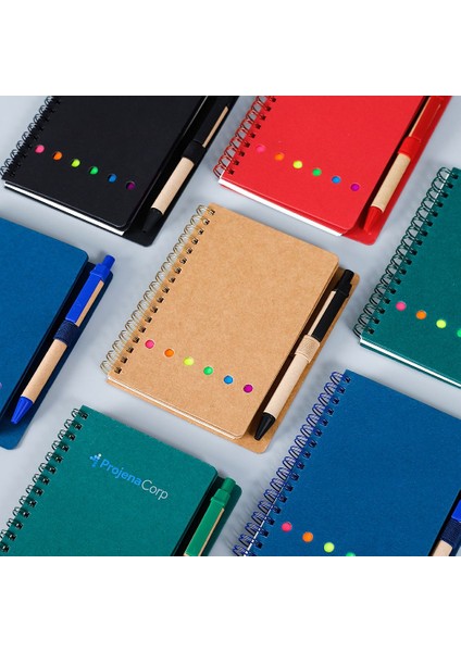 Mavi Sayfa Marker Kraft Kağıt Kapak Yapışkan Notlar Astarlı Spiral Defter Not Defteri Kalemli Iş Not Defteri Renkli Dizin Sekmeleri (Yurt Dışından) fiyatları