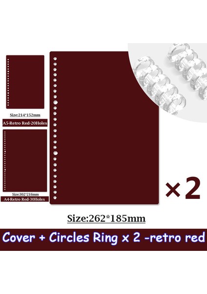 Retrored Seti (4 Adet) B5 4 Sayfa A4 A5 B5 Gevşek Yaprak Kitap Kapağı Pp Renkli Bağlayıcı Spiral Halka Şeffaf Plastik Kırtasiye Ofis Okul Malzemeleri (Yurt Dışından)