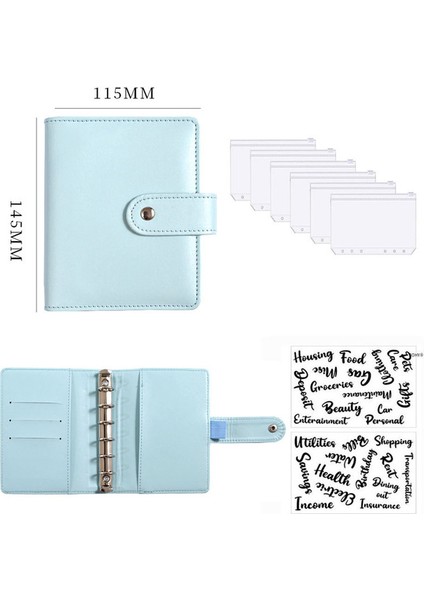 M 2 Etiketli Set A7 A7 Pu Deri Bütçe Bağlayıcı Defter Nakit Zarflar Sistemi Seti Para Bütçe Tasarrufu Fatura Organizatör Için Klipsli Bağlayıcı Cepler (Yurt Dışından)