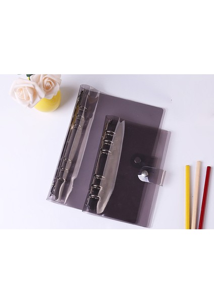 Siyah Şeffaf Kapak A6 6-Ring A7 A6 A5 Defter Şeffaf Mavi Pembe (Yurt Dışından)