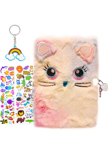 Desen 3 A5 Sevimli Peluş Günlüğü Gizli Defter Çocuklar Için Kilit ve Anahtar ile Kız Erkek Bulanık Not Defteri Kırtasiye Hediye 1 Anahtarlık + 2 Çıkartmalar (Yurt Dışından)