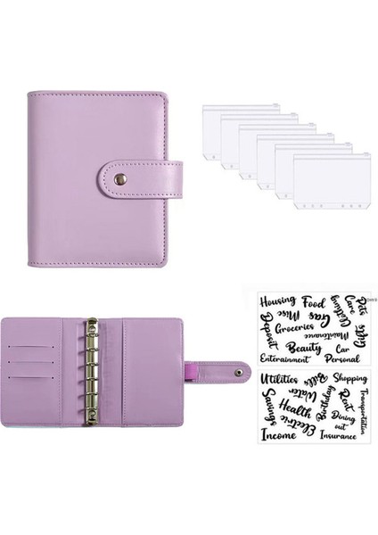 2 Etiket A7 Hediyeler A7 Pu Deri Bütçe Bağlayıcı Dizüstü Nakit Zarflar Sistemi Seti ile Set, Para Bütçe Tasarrufu Fatura Organizatör Için Bağlayıcı Cepler ile (Yurt Dışından)