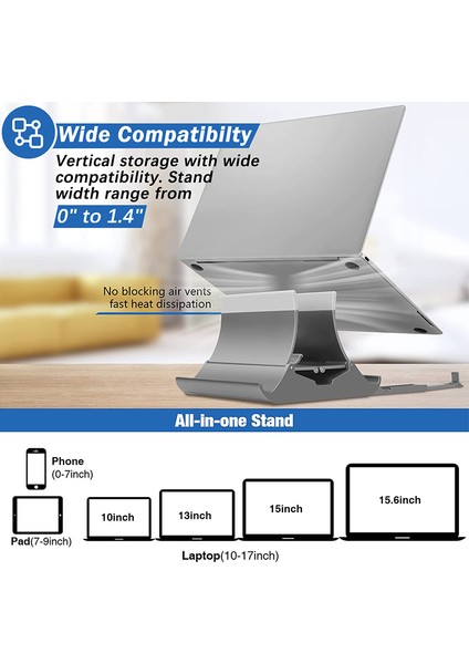 Siyah Tenmtoo 2 In 1 Dikey Dizüstü Bilgisayar Standı Tutucu Yerden Tasarruflu Yerçekimi Dizüstü Bilgisayar Tutucu Tüm MacBook Yüzey iPad Dell Dizüstü Standı (Yurt Dışından) fırsatları