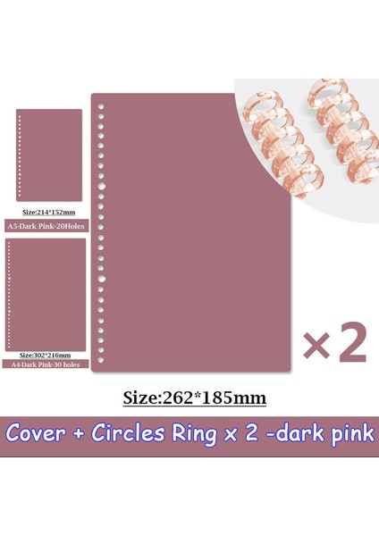 Darkpink Seti (4 Adet) B5 4 Sayfa A4 A5 B5 Gevşek Yaprak Kitap Kapağı Pp Renkli Bağlayıcı Spiral Halka Şeffaf Plastik Kırtasiye Ofis Okul Malzemeleri (Yurt Dışından)