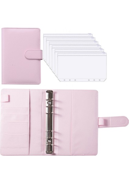 Pembe Yeni A6 Pu Deri Planlayıcısı Bütçe Bağlayıcı Dizüstü Nakit Zarflar Sistemi Para Tasarrufu Fatura Organizatör Için Bağlayıcı Cepler ile Set (Yurt Dışından)