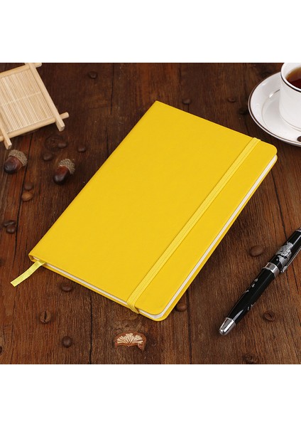 Sarı 14X9.5 A5 Bullet Defter Dergisi Kırtasiye Malzemeleri Retro Elastik Bandaj Ciltli Düz Renk Mürekkep Geçirmez Kalın Kağıt Günlüğü Ofis (Yurt Dışından)