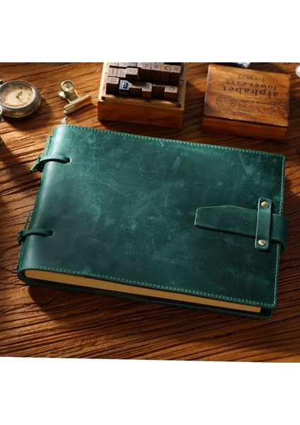 Yeşil Hakiki Deri Eskiz Defteri Retro Boyama Dizüstü Çocuğun Kızın Öğrenci Deri Ciltleme Defter Klasik El Yapımı Not Defteri (Yurt Dışından)