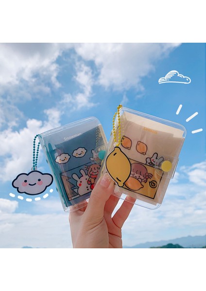 Mavi Kabuk Mini Sevimli Şeffaf Mini Gevşek Yapraklı Defter Yaratıcı Taşınabilir Cep El Kitabı 3 Halka Bağlayıcı Kawaii Okul Malzemeleri Kırtasiye (Yurt Dışından) modelleri