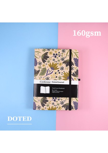 0149 Noktalı B6 Bullet Noktalı Defter, Vintage Çiçekler, 160GSM Kalın Kağıt, Elastik Bant, Arka Cep, Sert Kapaklı Defter (Yurt Dışından)