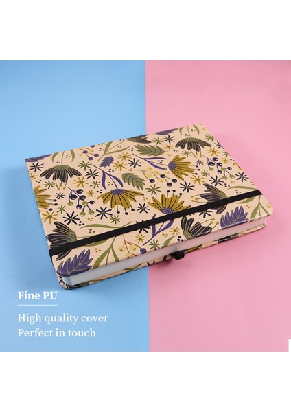 0149 Noktalı B6 Bullet Noktalı Defter, Vintage Çiçekler, 160GSM Kalın Kağıt, Elastik Bant, Arka Cep, Sert Kapaklı Defter (Yurt Dışından)