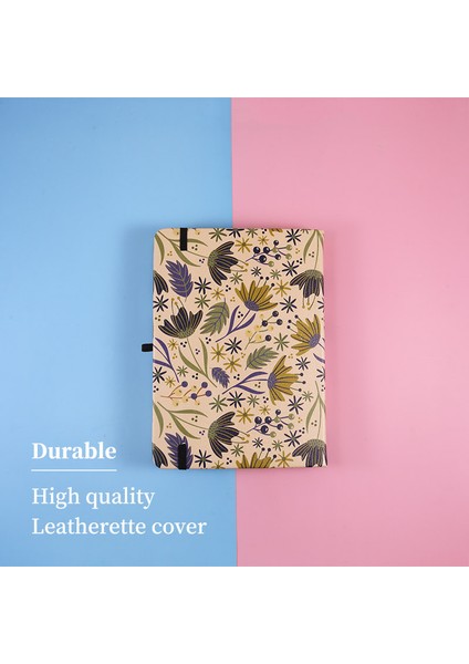 0149 Noktalı B6 Bullet Noktalı Defter, Vintage Çiçekler, 160GSM Kalın Kağıt, Elastik Bant, Arka Cep, Sert Kapaklı Defter (Yurt Dışından)