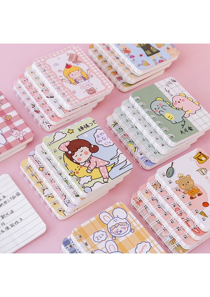 No 3 A7 4 Adet/takım A7 Karikatür Bobin Kitap Öğrenci Okul Kaynağı Cep Dizüstü Eskiz Defteri Taşınabilir Mini Not Defteri Kawaii Kırtasiye 80 Sayfa (Yurt Dışından)