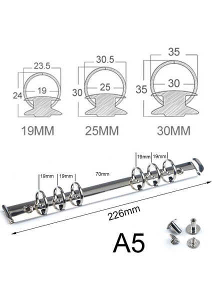 Altın 15MM A6 6 Yüzük Siyah Gümüş Altın Gül Bronz 15/19/25/30 mm Çap A5 A6 A4 Halka Mekanizması (Yurt Dışından)