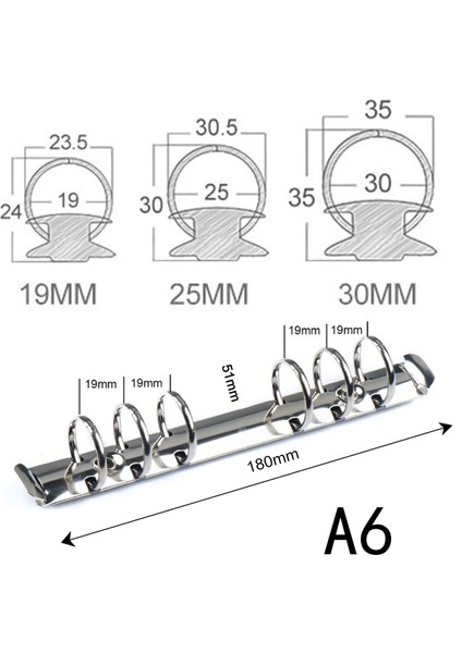 Altın 15MM A6 6 Yüzük Siyah Gümüş Altın Gül Bronz 15/19/25/30 mm Çap A5 A6 A4 Halka Mekanizması (Yurt Dışından)