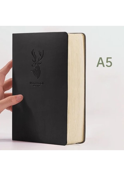 416 Sayfa Siyah Süper KALIN!416 Sayfa Deri Geyik Defter A5 Günlük Dizüstü Iş Ofisi Günlük Çalışma Not Defteri 1-2 Yıl Hediye Olarak Yazma (Yurt Dışından)