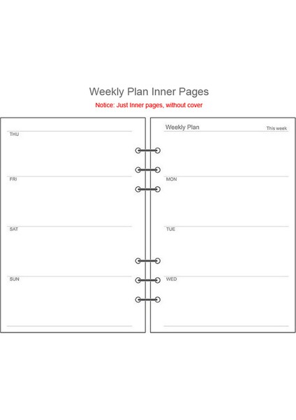 Haftalık Plan A6 45 Sayfa A5 A6A7 Gevşek Yaprak Defter Dolum Spiral Ciltleyici Iç Sayfa Haftalık Aylık Yapılacaklar Çizgisi Nokta Izgara Içi Kağıt Kırtasiye (Yurt Dışından)
