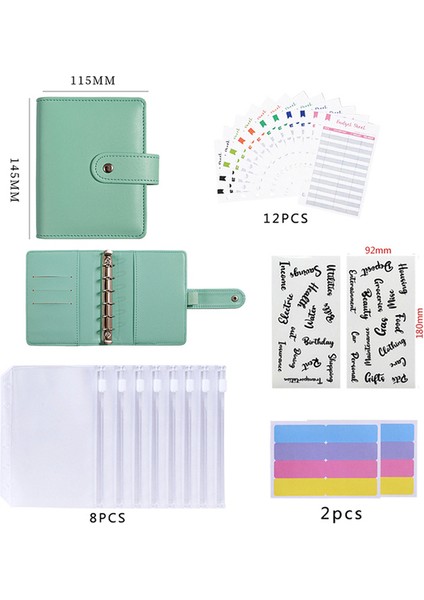 Yeşil A7 Küçük Bütçe Planlayıcısı Cüzdan ve Zip Zarf Mini Gevşek Yapraklı Bütçe Bağlayıcı Para Tasarrufu Için Nakit Sistemi Para Organizatör (Yurt Dışından)